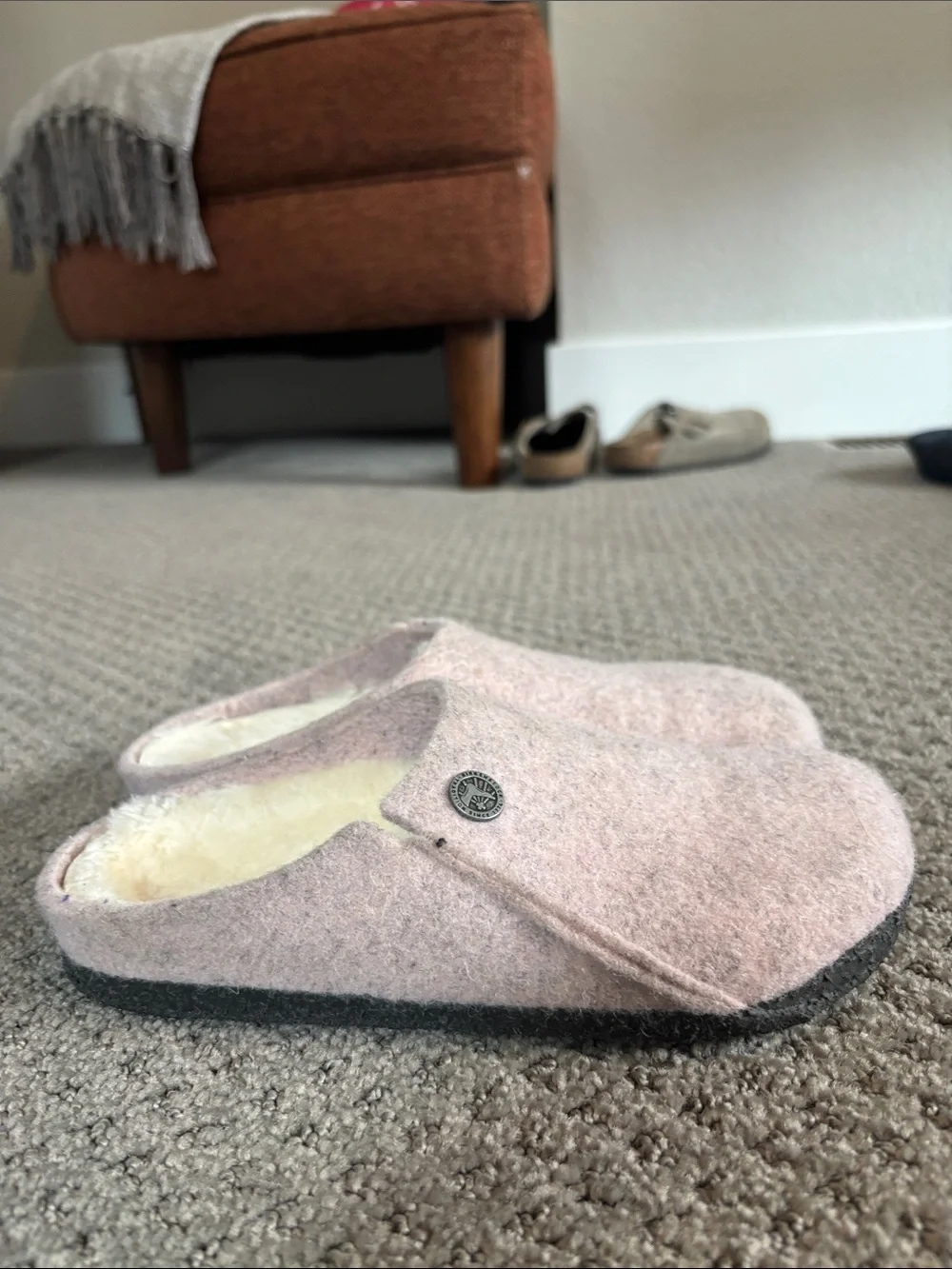 Birkenstock Kids Pink Wool Slip-On Clogs
